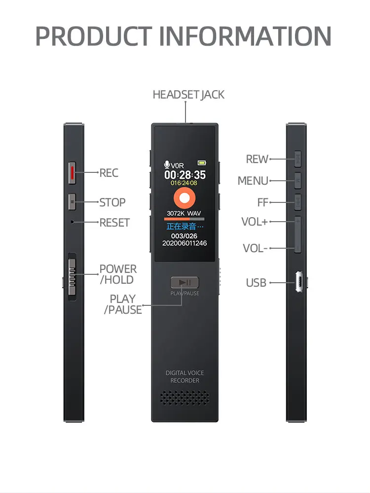 Mini Audio Voice Recorder for Professional Digital Hd Dictaphone 16gb digital voice recorder pen