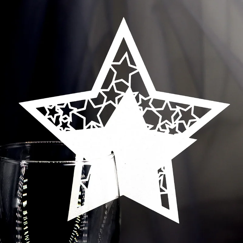 Star Laser Cut Table Name Card Place Cards For Wine Glass Wedding Paper Party Supplies Decoration
