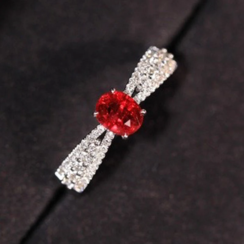 18K 14K 9K white gold diamond ring set with cultured ruby female ring