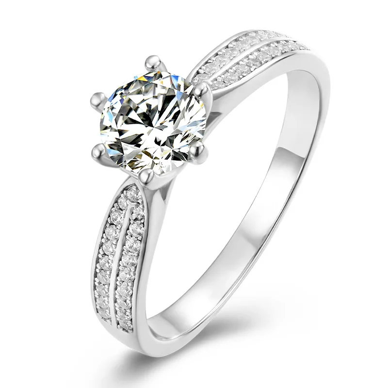 
Manufacturer Direct Sale 925 Sterling Silver Rhodium plated Ring Jewelry ,1-3ct Moissanite Female Engagement Wedding Rings 