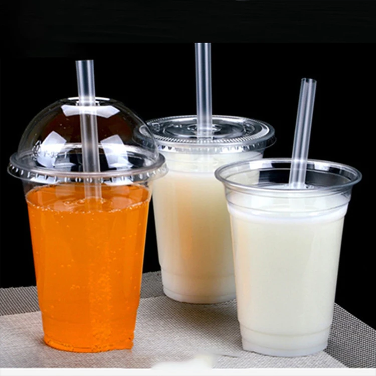 Disposable PET Cup Logo Printed Coffee and Drink Plastic Cup U Shape 12 16 20 24oz PP PET Clear Disposable Plastic Cup With Lids