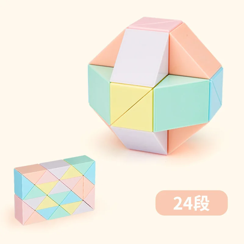 24 Large Blocks Magic Snake Puzzle Sensory Fidget Snake Cube Twist Puzzle for Kids Ages 4-8