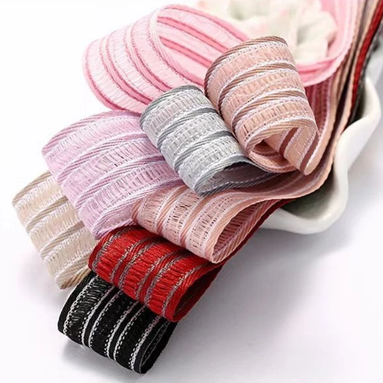 Transparent Flower Accessories Bow Tie Three-color Stitching Simple Snow Gauze Transparent Belt Line Ribbon Gift Webbing