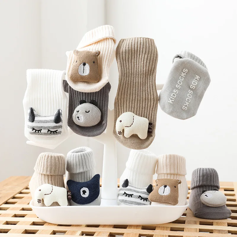 Newborn 3D Cartoon Doll Baby Socks Non-Slip Loose Top Baby Socks Infant Toddler Floor Socks