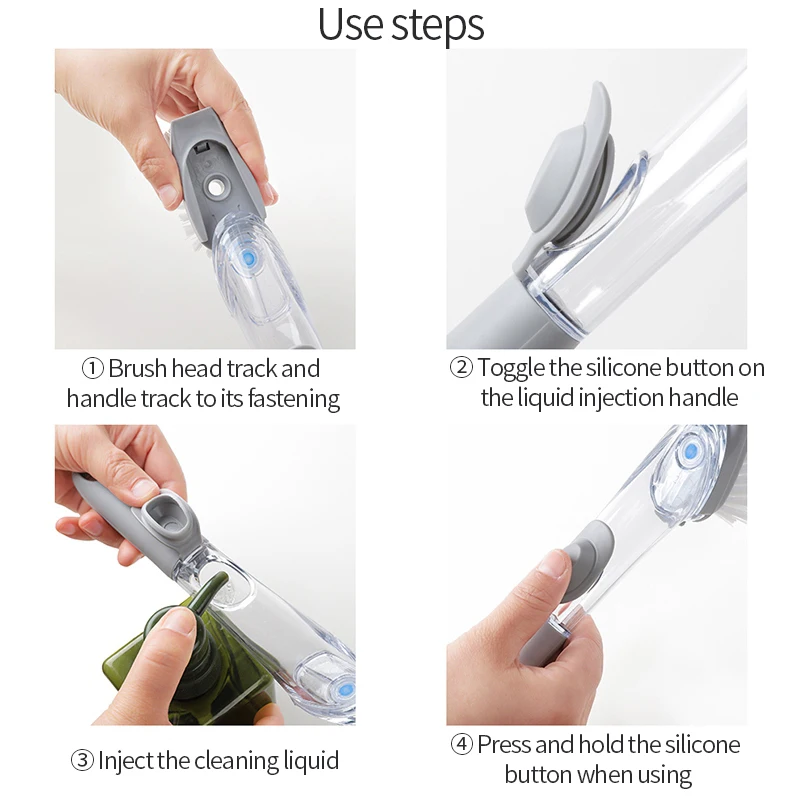 Unique multifunctional long handle cleaning brush dish scrubber with soap dispenser