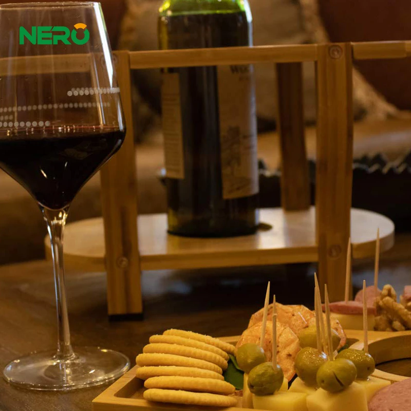 Outdoor food serving tray portable wiine table wood picnic wine table