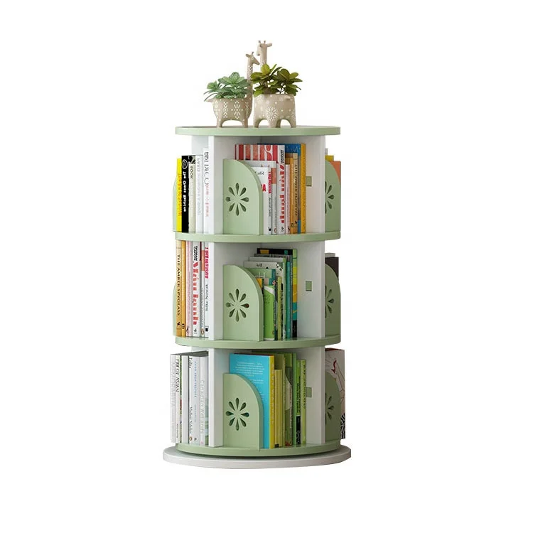 
Haichuan Sun flower Space saving Cheap Newest Design Rotating Wood Storage Book Shelf bookcases 