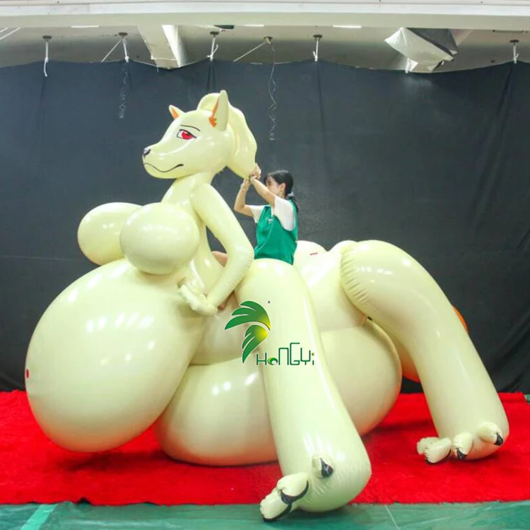 Hongyi Customized Inflatable Fox Girl Ride on Toy with Big Belly and Big Boobs
