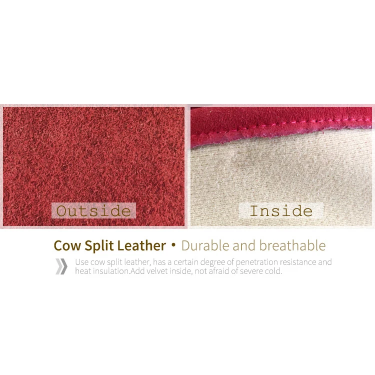 Genuine winter women windproof welding long size work leather gloves