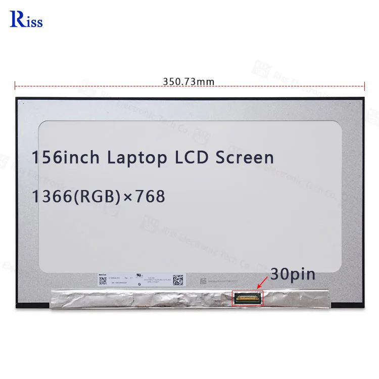 RISS N156BGA-E53 NT156WHM-N46 1366*768 Laptop LCD Matrix HD 15.6 Slim 30Pin DP/N 07XMDT No Screw Holes Laptop Screen Replacement