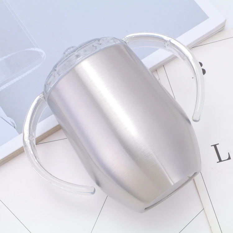 Watersy sublimation 12 oz Sippy kids Cups Baby Pacifier Egg Shape Feeding Cup Creative Spill Proof Tumbler With Handle BPA FREE