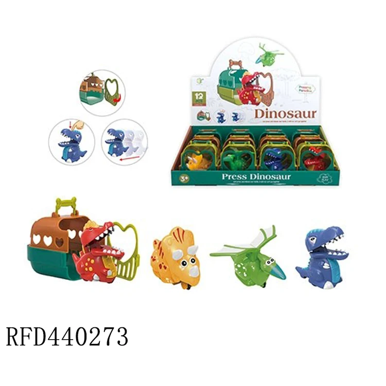 Cartoon Toy Dinosaur Sets Press And Go Mini Dinosaur Car Toy With Cage