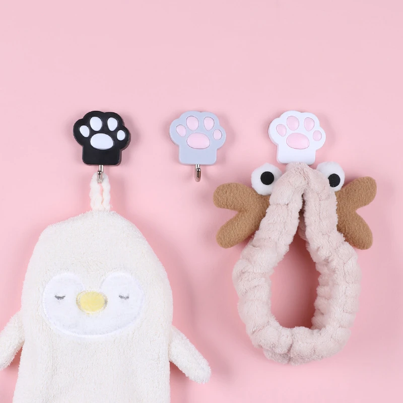 Wholesale Household Cat Paw Print Double Sided  Adhesive Wall Towel Hooks