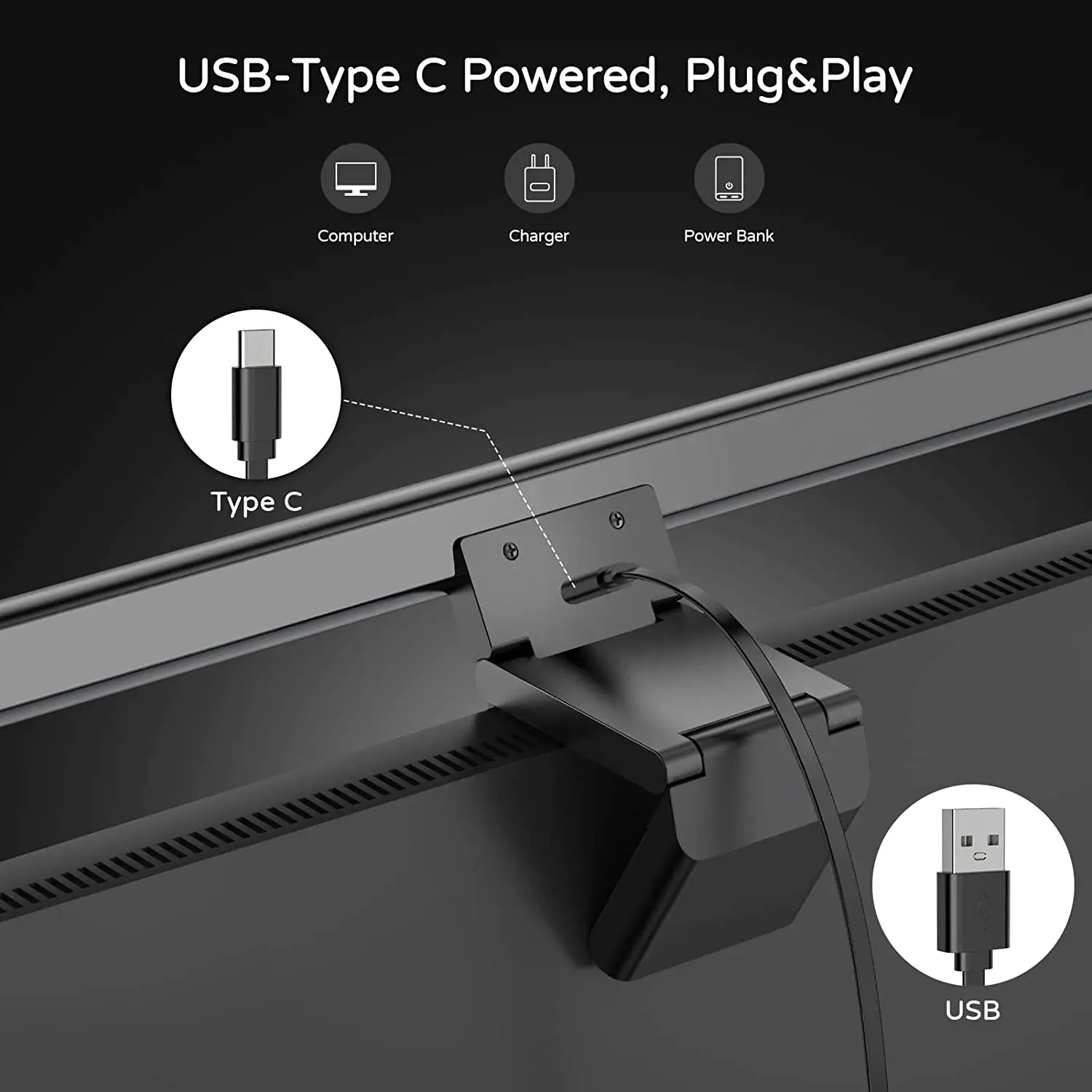 New Accessories E-reading Usb Powered Monitor Clamp Lamp Computer Screen Monitor Lamp Led Monitor Light Bar Electric Metal Iron