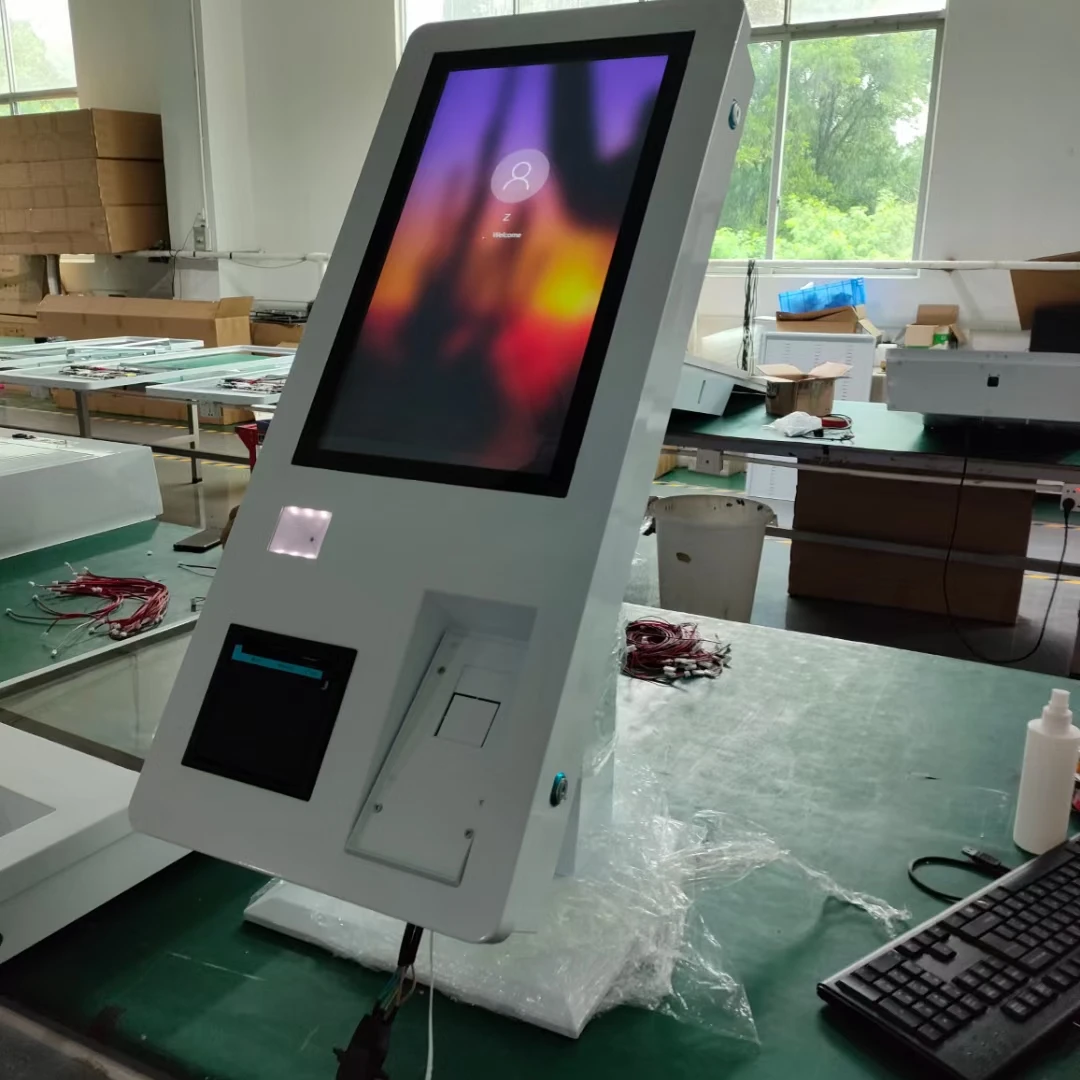 OEM Android Windows touch screen order payment machine NFC card reader QR scanner POS slot self ordering kiosk in restaurant