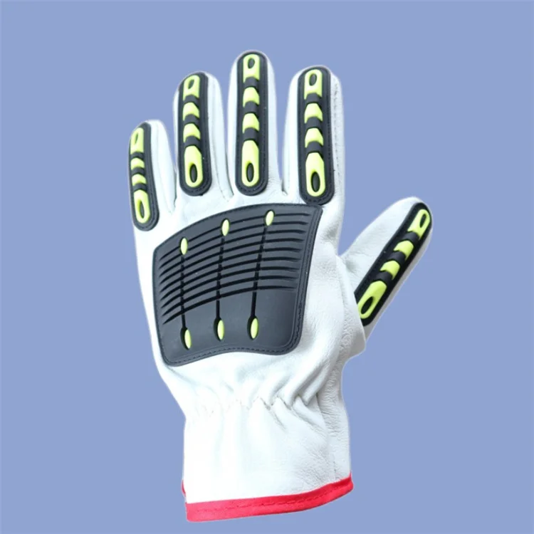 Winter Flexible Goatskin Driver Oil Field Safety Work Straight Thumb High Impact Resistant Safety Gloves