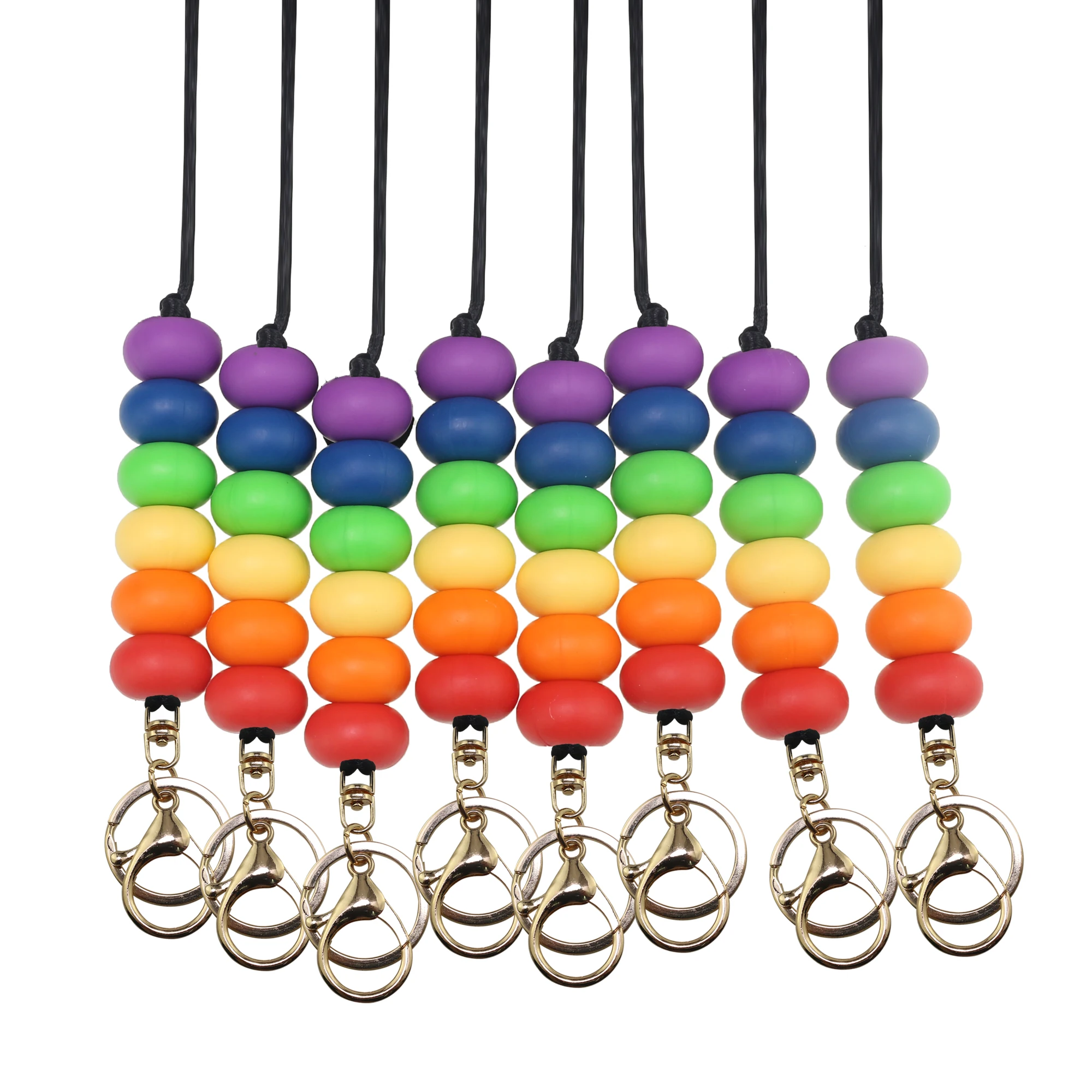 New Arrival Teacher ID Card Wood Disc Customized Design Abacus Silicone Beads Lanyard