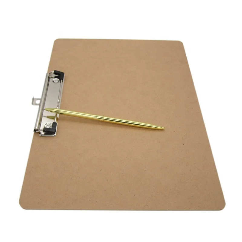 A4 letter size horizontal recycled hardboard clipboard MDF clipboard with low profile clip for office