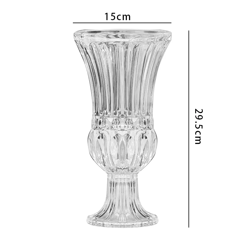 Embossed Diamond Short Stem Luxury French Goblet Glass Vase