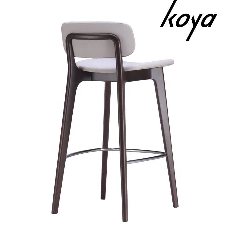 Modern design Solid wooden Home Hotel Pub PVC Leather High Bar Chair