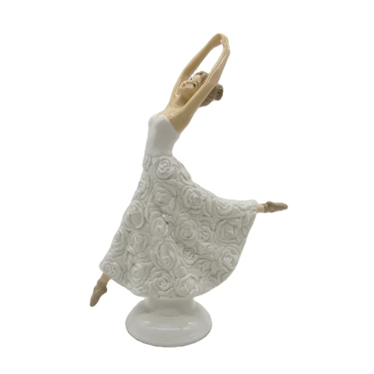 
Hot Sale Fine Porcelain Ballerina White Ceramic Figurine Home Gift Decoration 