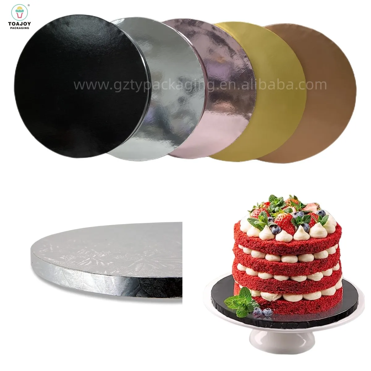 Factory Gold Silver White Double Gray Board Cake Drum 12mm 1/2 inch Thick Round Rectangle 8 10 12 14 Cake Base Tray For Baking