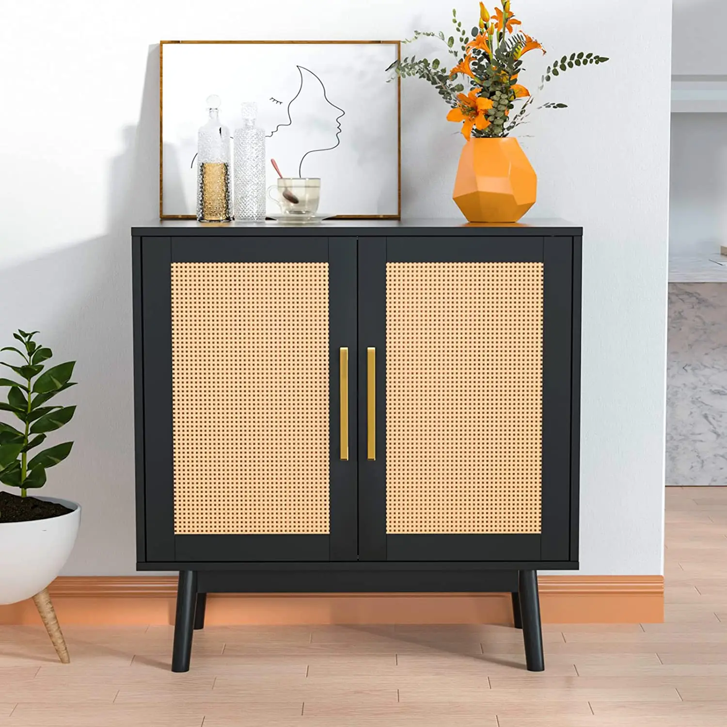 Home Furniture Two Drawers Chest bamboo Cabinets Bedsides Night Stands Table with drawer nightstand of rattan cabinet