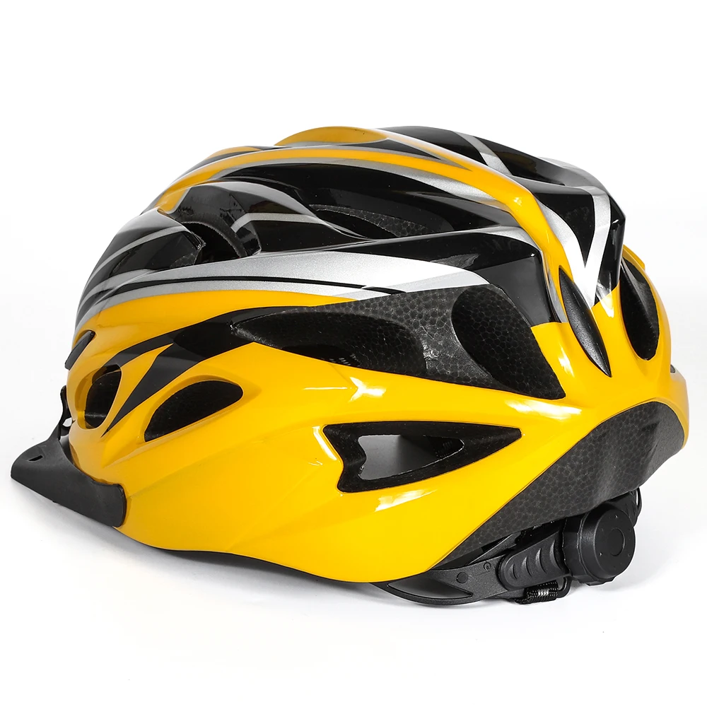 VICTGOAL adult men bicycle helmet black yellow with visor skate board quad helmets power bluetooth device bike helmet