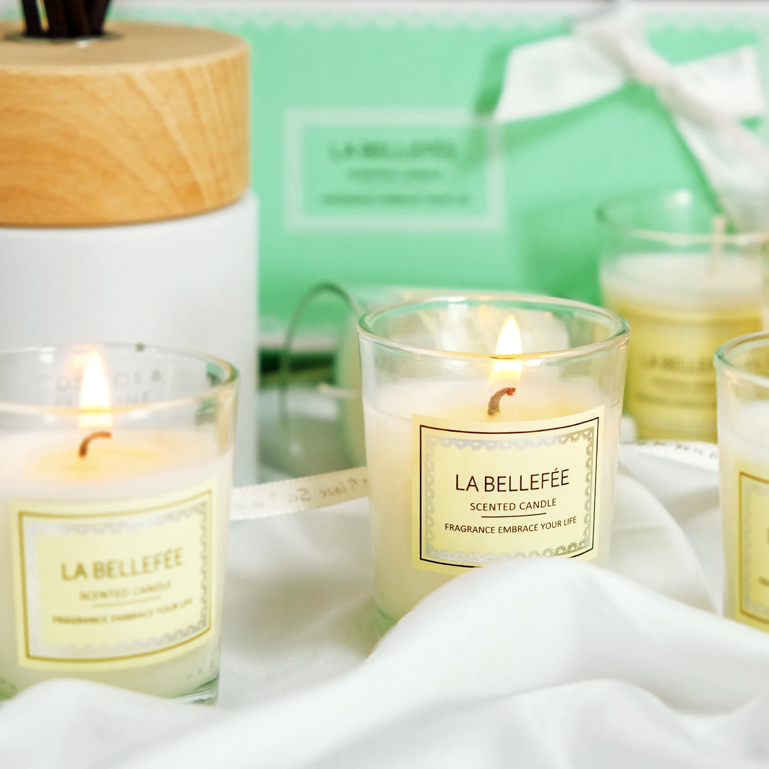 
Wholesale 3 Pack Clear Glass private label Candle OEM custom Soy Wax aromatherapy scented candles for Gift 