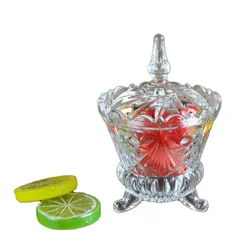 Уникальные прозрачные стеклянные контейнеры для конфет в готическом стиле с крышкой, с тиснением, европейские ветровые миски для сахара с крышкой и ножками