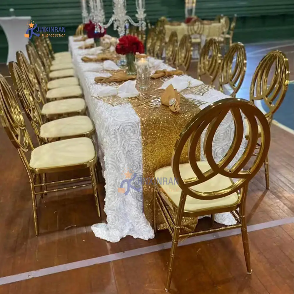 Manufacturer Direct Royal Event Banquet Hall Stackable Golden Stainless Steel Wedding Chair