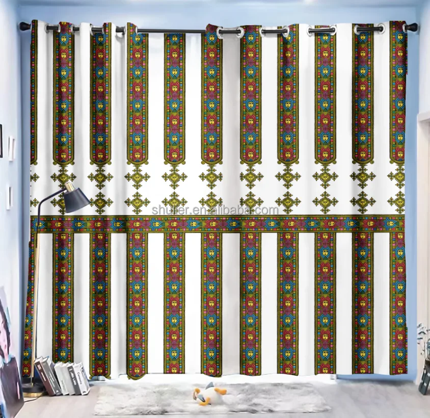 Custom Ethiopian  Windows Curtains for Living Room Curtain personalization  Customized Photo Gift Home Decor with 12 Hooks