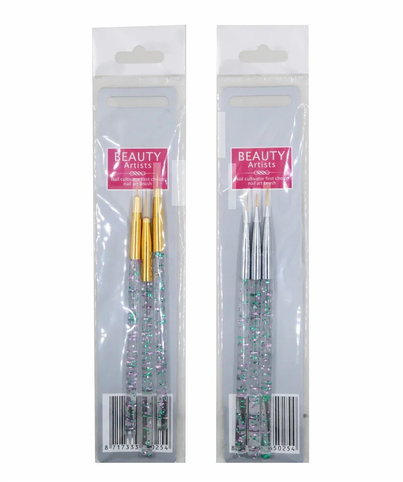 Wholesale Acrylic Brush Set For Nails 3pcs/set Manicure Tools Nail Art Liner Brush Nylon Hair Painting Drawing Brush For Nails