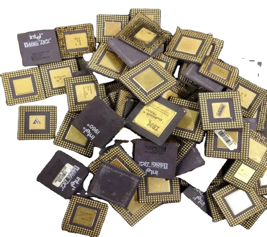 GOLD PLATED CPU PINS CERAMIC PROCESSOR SCRAP AND TRIMMED GOLD RAM FINGERS FOR GOLD RECOVERY.