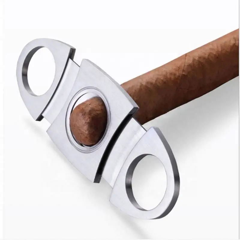 Stainless steel Cigar cutter custom cigar cutter logo Accessories Stainless Steel Double Blades Cigar Cutter