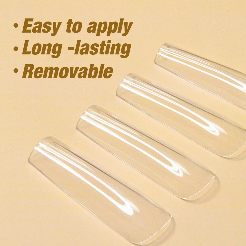OEM Artificial Long Square Nails Tips Natural French Fashion Designed Handmade Press On Nails