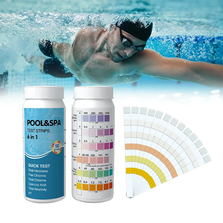 6 in 1 pool chemical tester water test strips for hot tub spa water