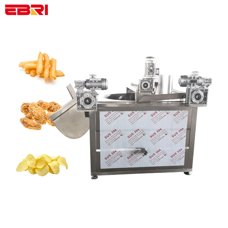 Industrial Snacks Foods Automatic Stir Frying Machine Banana Plantain Chips Peanut Fried Onion Machine Batch Fryer