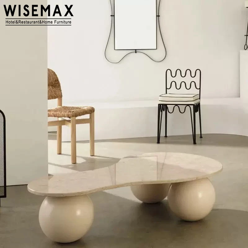 WISEMAX FURNITURE Nordic minimalist wooden center table Italian home furniture MDF top solid wood round shape leg center table