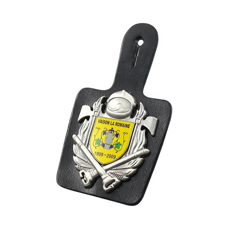 Blank Leather Key Fob Chain Car Keychain with Metal Badge