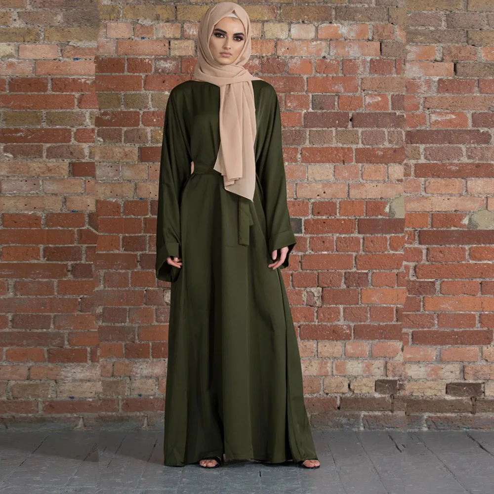 Basic Middle Eastern Turkish long dress solid color plus size 2xl robe dress