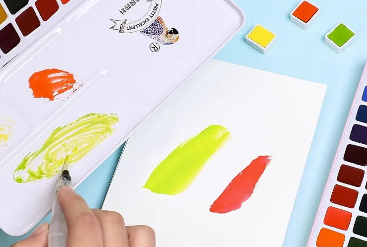 24 color solid watercolor pigment set for beginners, easy to use and easy to color