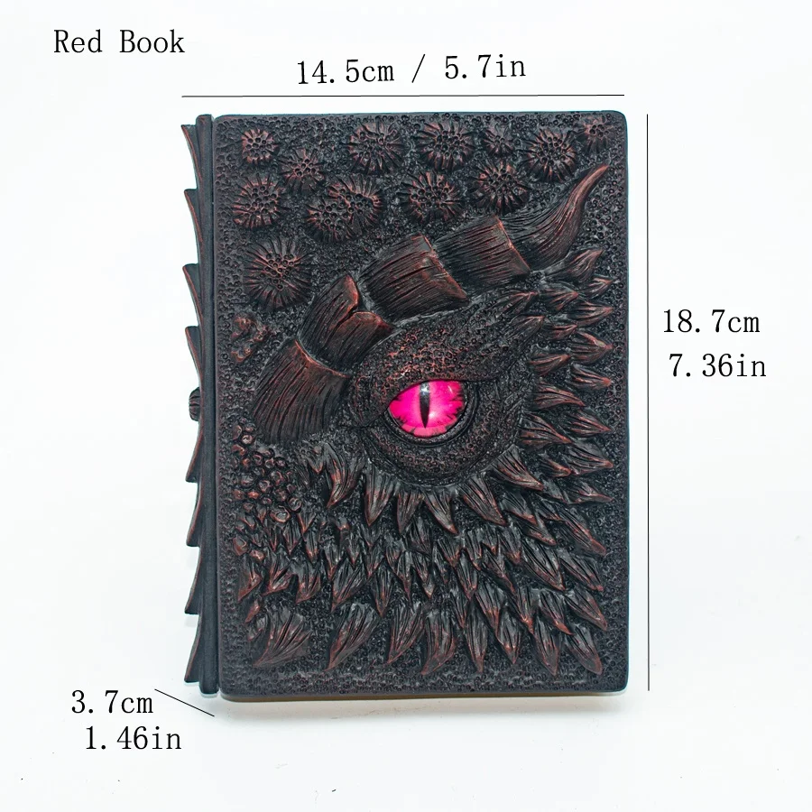 Hardcover luxury retro 3D stereoscopic Diary Notebook home decor Office decor deluxe resin embossment dragon eye fake magic book