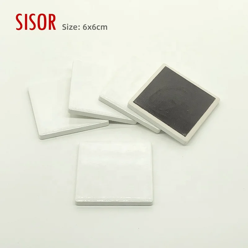 DIY Ceramic Fridge Magnet Customizable Square Sublimation Blank Printing Tourist Ceramic Magnet with Soft Magnetic Backed Gift