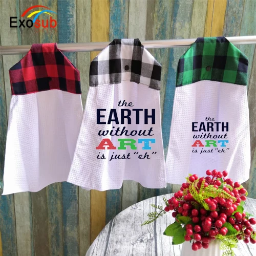 Белое клетчатое полотенце для сублимации, 350 г/м2