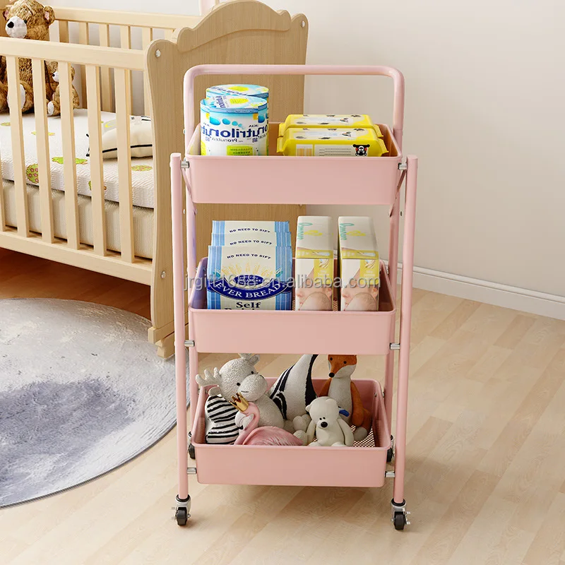 New Kitchen Shelving Collapsible Cart No need to Install Portable Trolley Cart for Kitchen and Living Room