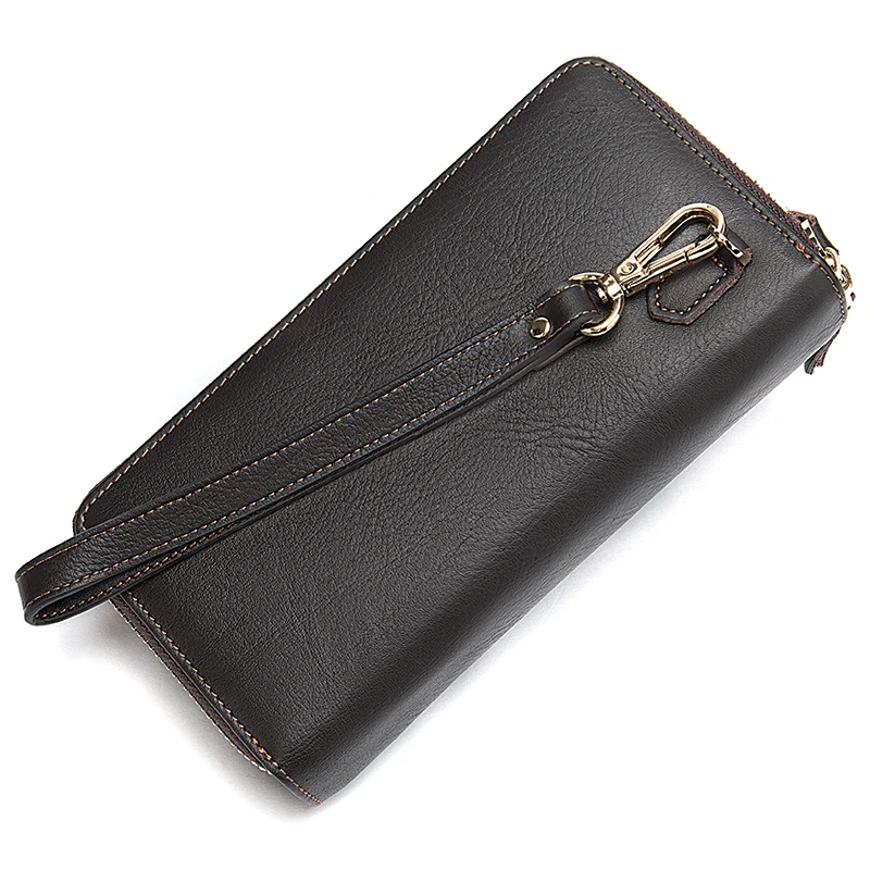 Marrant designer wallets men double zipper wallets with phone pocket clutch bag mens genuine leather purses for men clutch bag