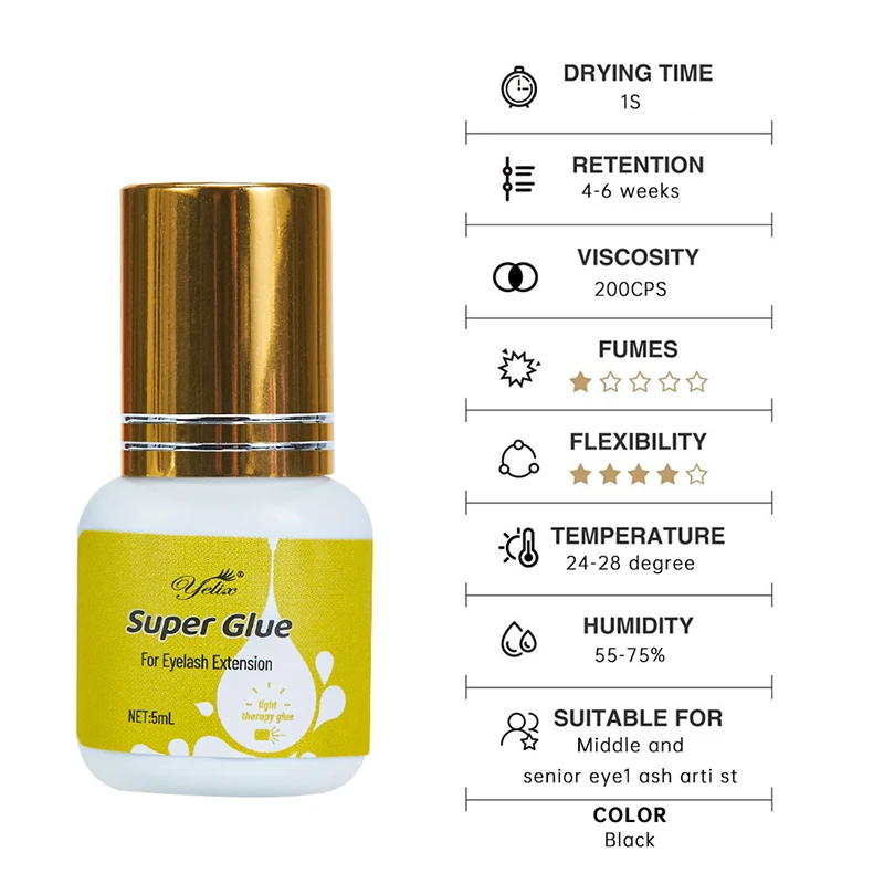 Yelix 0.1/0.5S Allergy Free Eyelash Glue Korean Oil Resistant Eye Lash Glue Private Label Eyelash Extension Glue