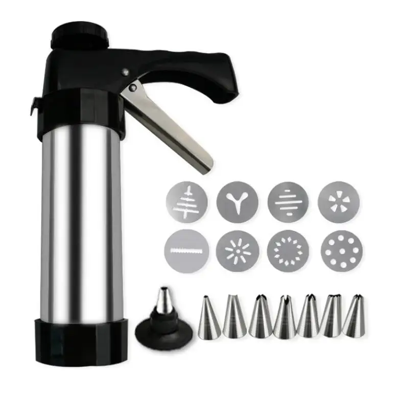 Biscuit Make Cake Decoration Tools Decorating Squeezing DIY Stainless Steel Manual Cookie Press Maker Machine Gun