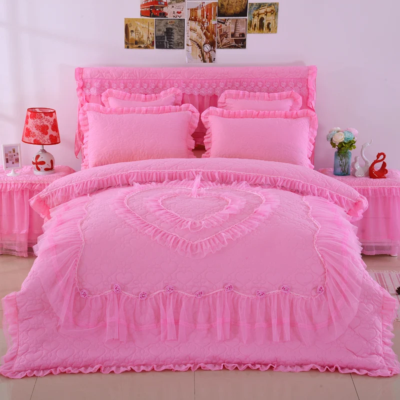 Reliable quality high grade new product princess style lace embroidery bed sets four seasons suitable bedding sets bed skirt